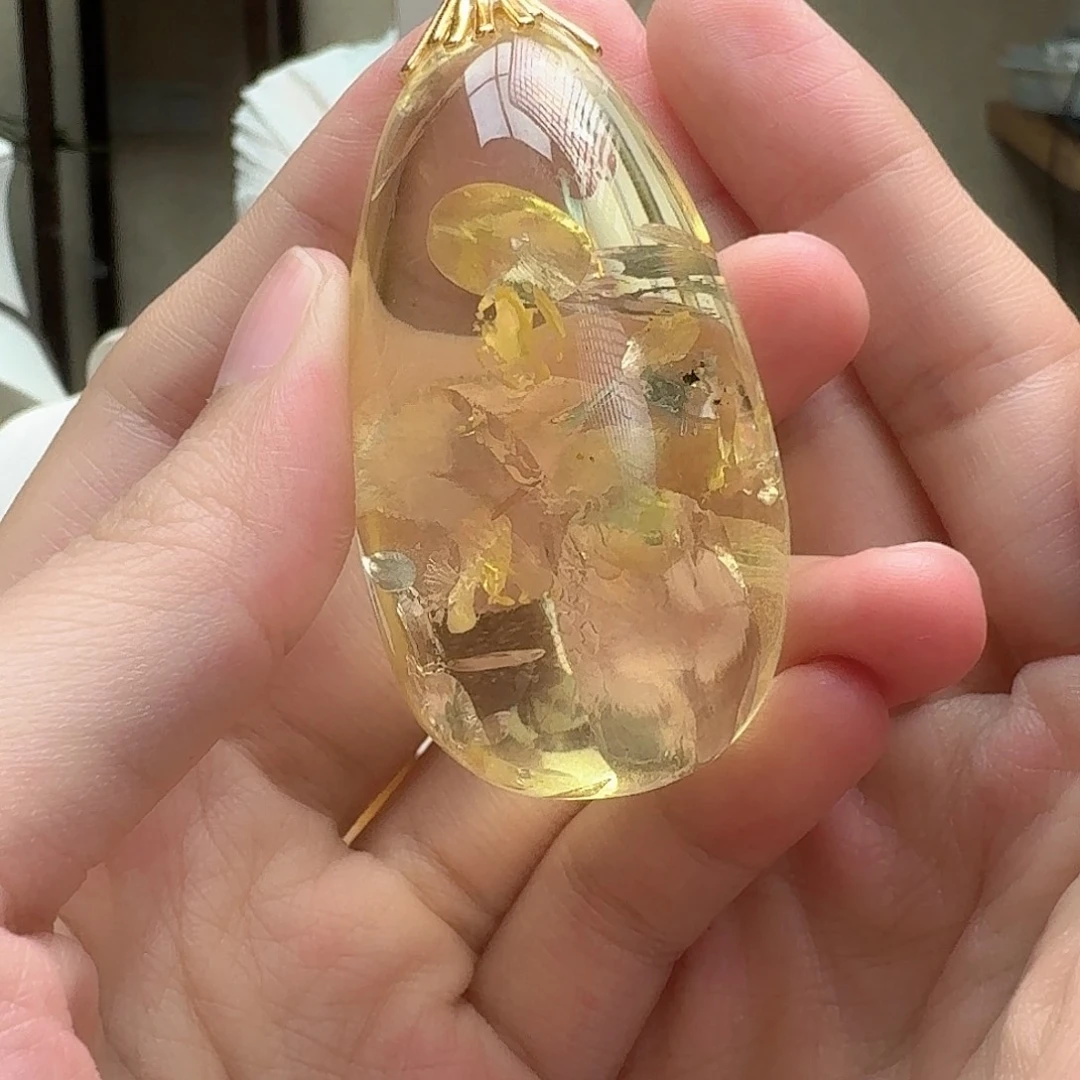 琥珀未镶嵌耳饰吊坠