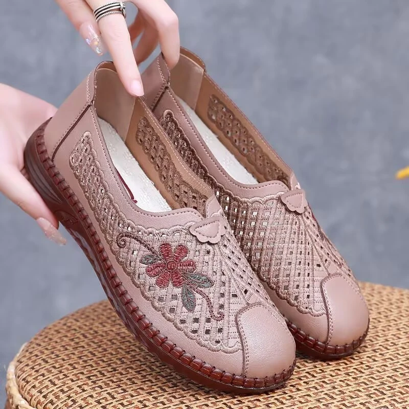 夏季女鞋老北京布鞋女网鞋新款女网面透气牛筋底妈妈鞋软底老人鞋