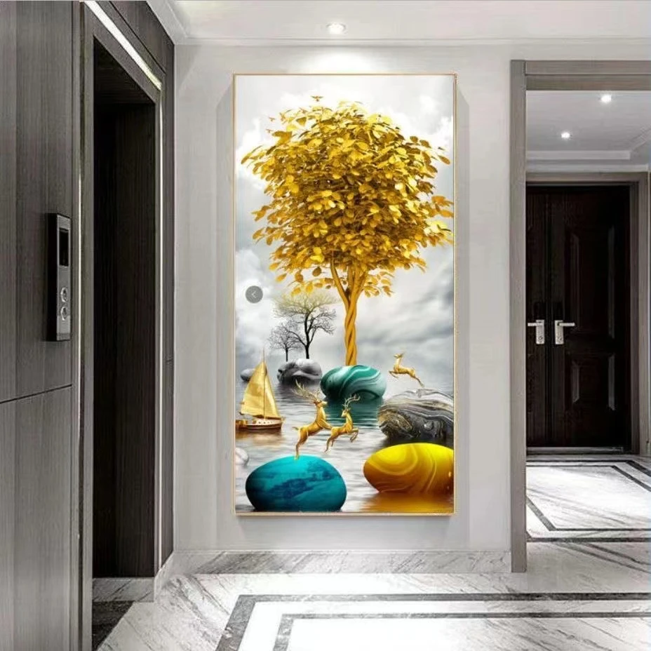 XK03【新款】入户玄关装饰画走廊过道挂画轻奢画风水招财墙面壁画