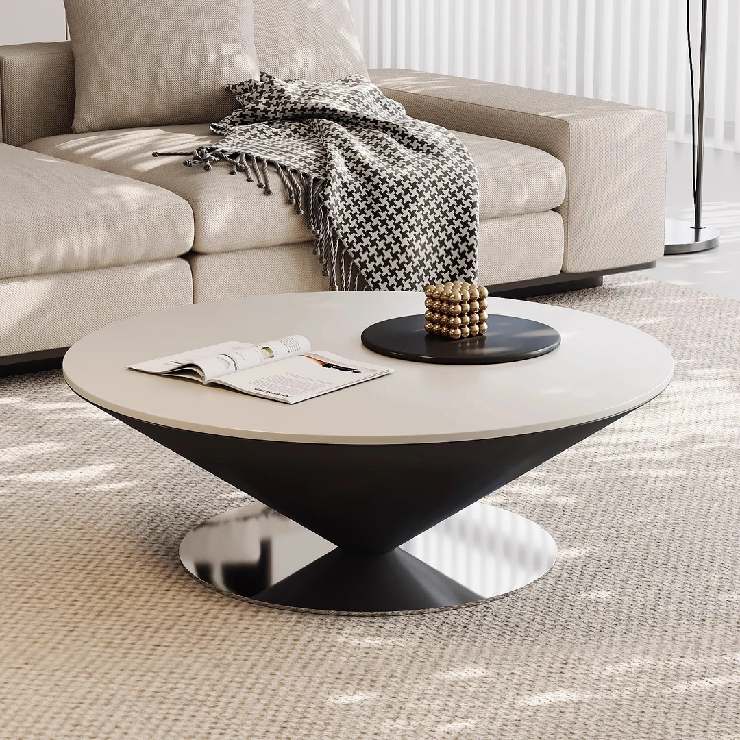 轻奢风悬浮岩板飞碟茶几组合客厅家用小户型艺术高级感圆形茶几桌