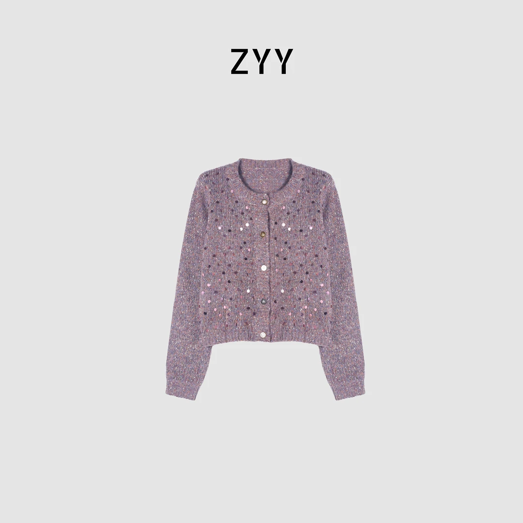 ZYY【半糖冬栗】2025S/S新品亮片花纱针织开衫X25DZZ04983