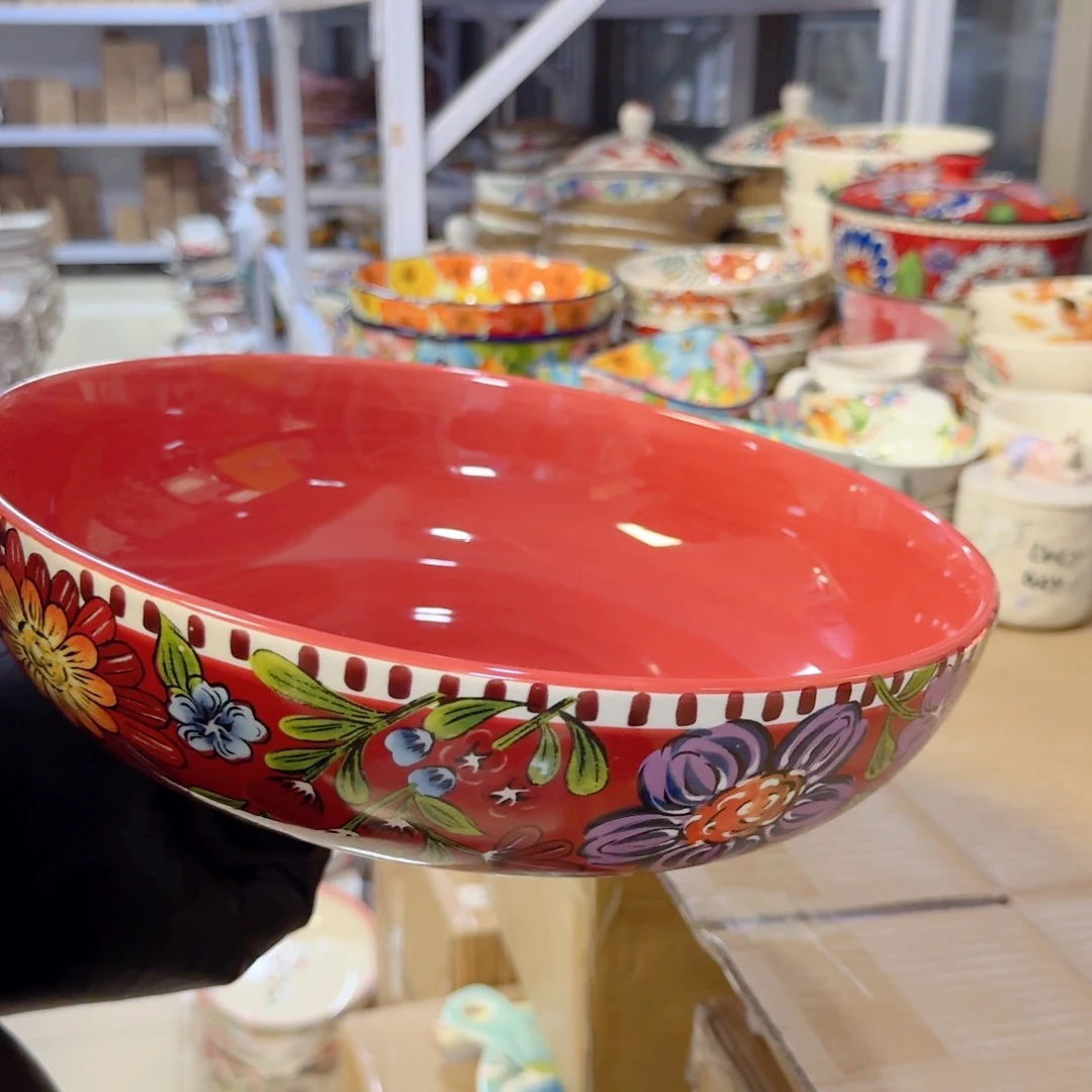 瓷11英寸万紫千红汤盆一只