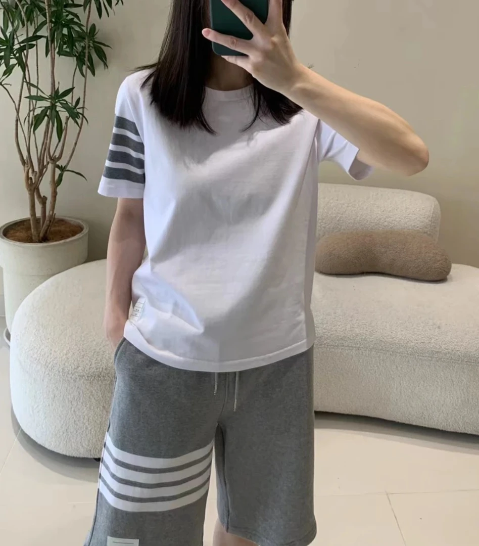 【小鱼】女款-循环色织条纹圆领短袖-经典简约时尚百搭显瘦