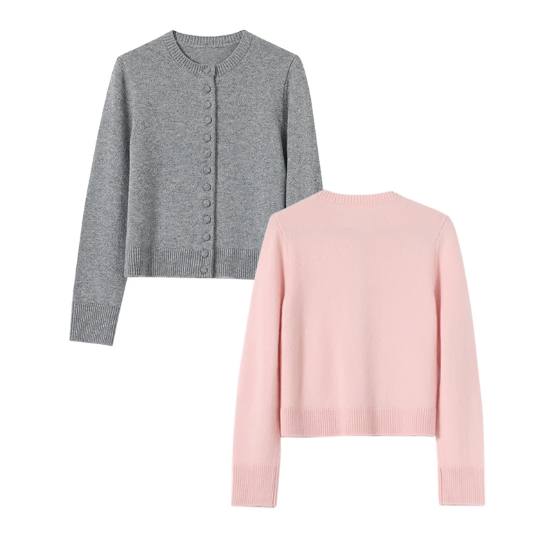 圆领包扣开衫338