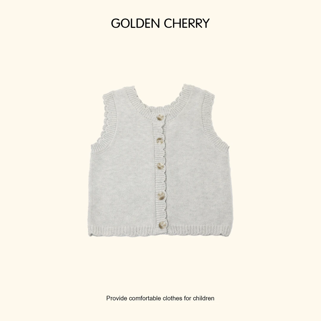 6【金樱桃 Golden cherry】儿童五粒扣针织小马甲QS049