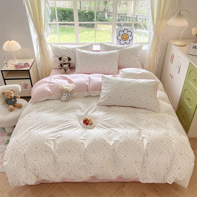 小清新100%全棉四件套纯棉斜纹棉2025新款床上用品花卉卡通被套