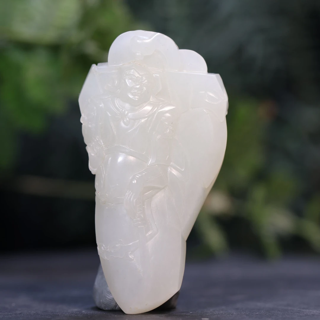 和田玉白玉武将手把件