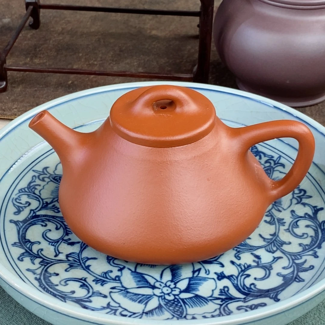 紫砂茶壶生砂朱泥全手工子冶石瓢200毫升