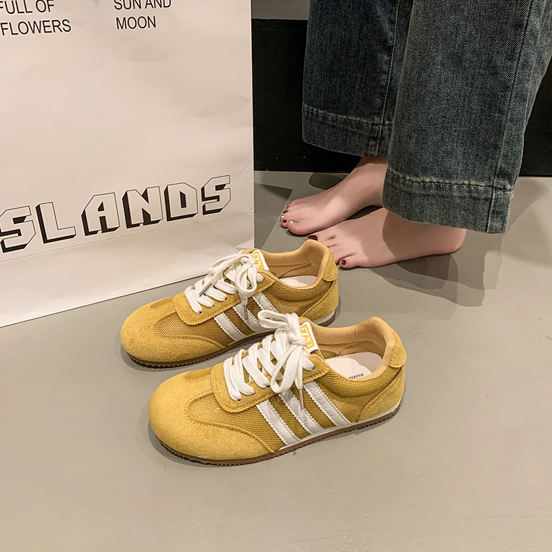 德训鞋女2025春夏季新款学生系带百搭软底防滑休闲网面透气阿甘鞋