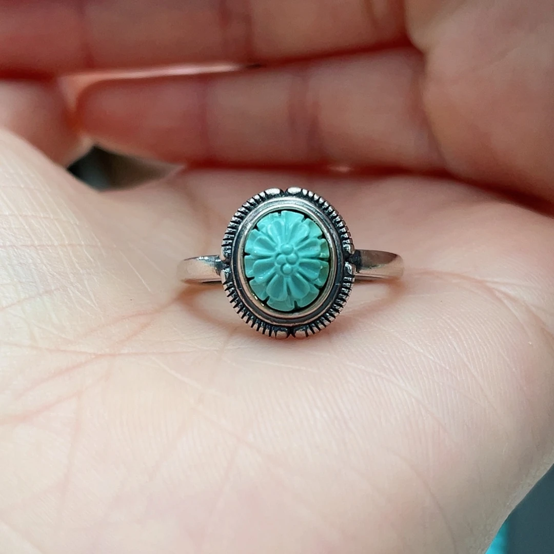 绿松石戒指银S925镶嵌
