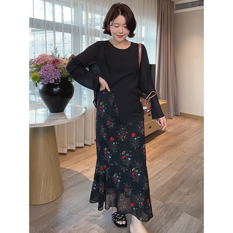 【DIS 现货】【夏夜花园】夏季显瘦高腰碎花雪纺半身裙Z525G10391