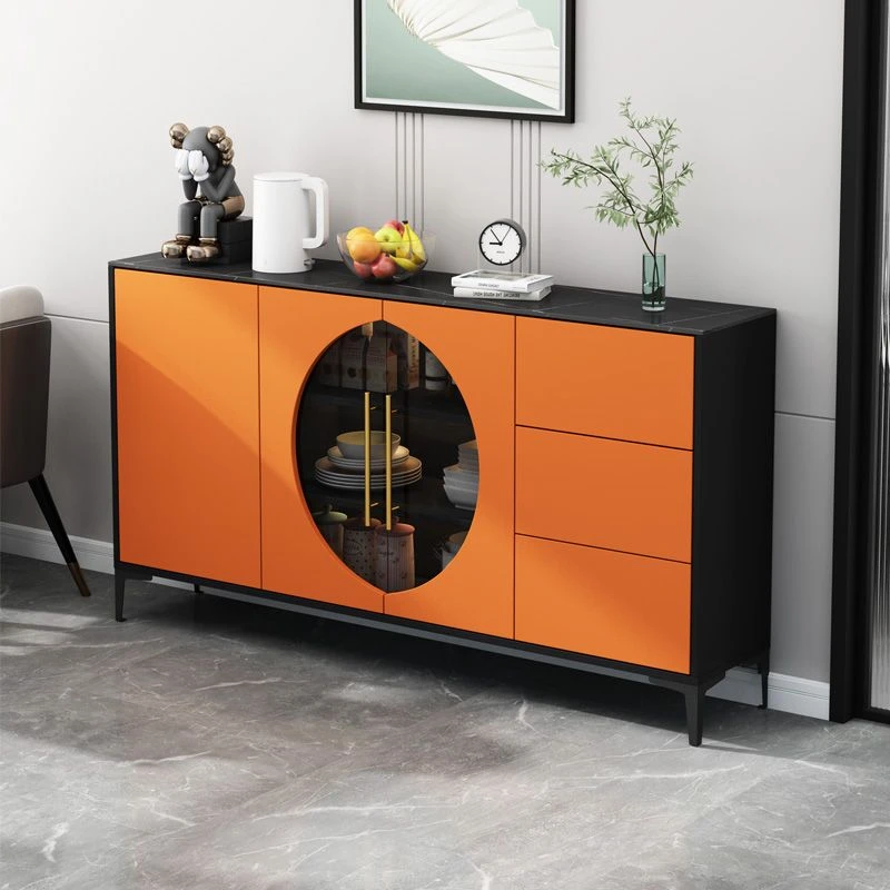 意式轻奢岩板餐边柜现代酒柜一体靠墙客厅茶水柜餐厅储物收纳碗柜