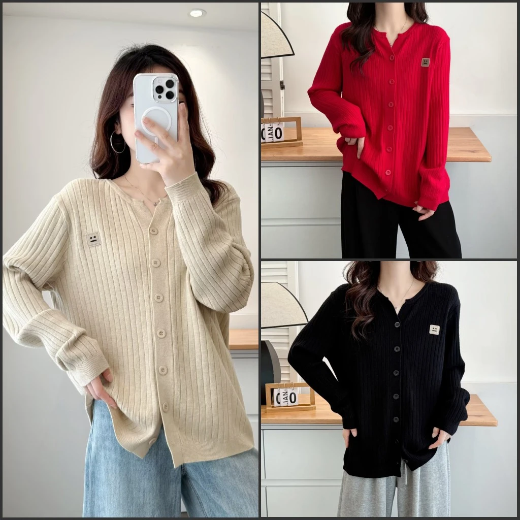 大码胖mm时尚减龄贴标显瘦针织开衫女春季新款百搭休闲遮肉上衣