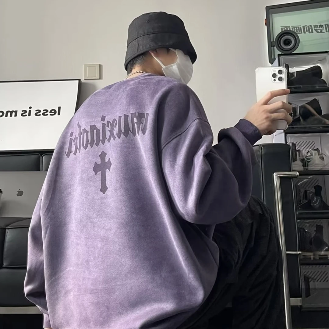 KONITIHA 420g重磅情侣宽松垂感美式圆领连帽抗皱卫衣潮外套WY102