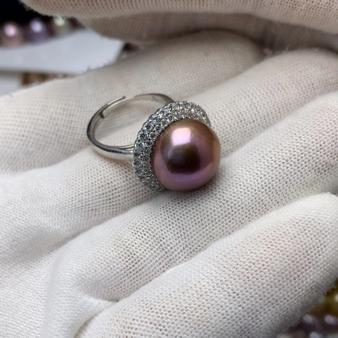 淡水珍珠戒指银S925镶嵌后***姐