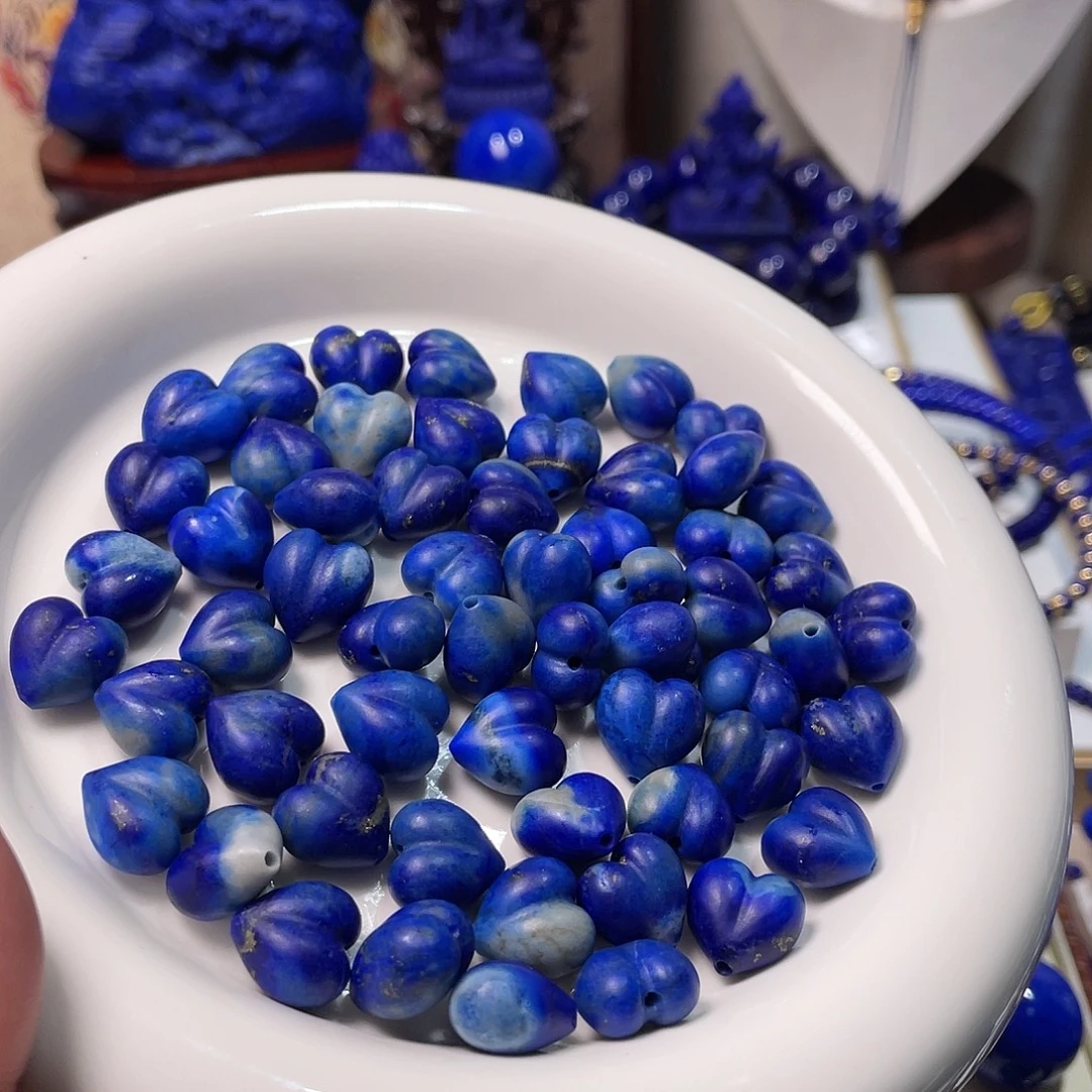 青金石未镶嵌特漏玉化精品屁桃12mm