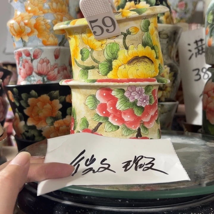 景德镇手绘花盆满38包邮偏远地区除外