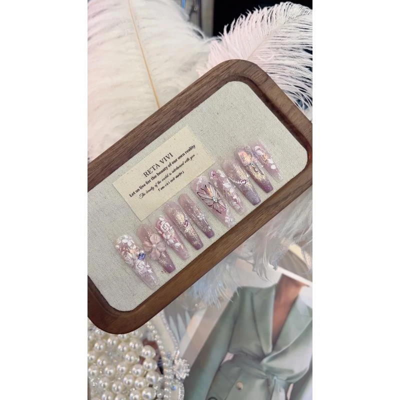 【偷心花魁】张呼呼纯手工穿戴甲夏日清透美甲