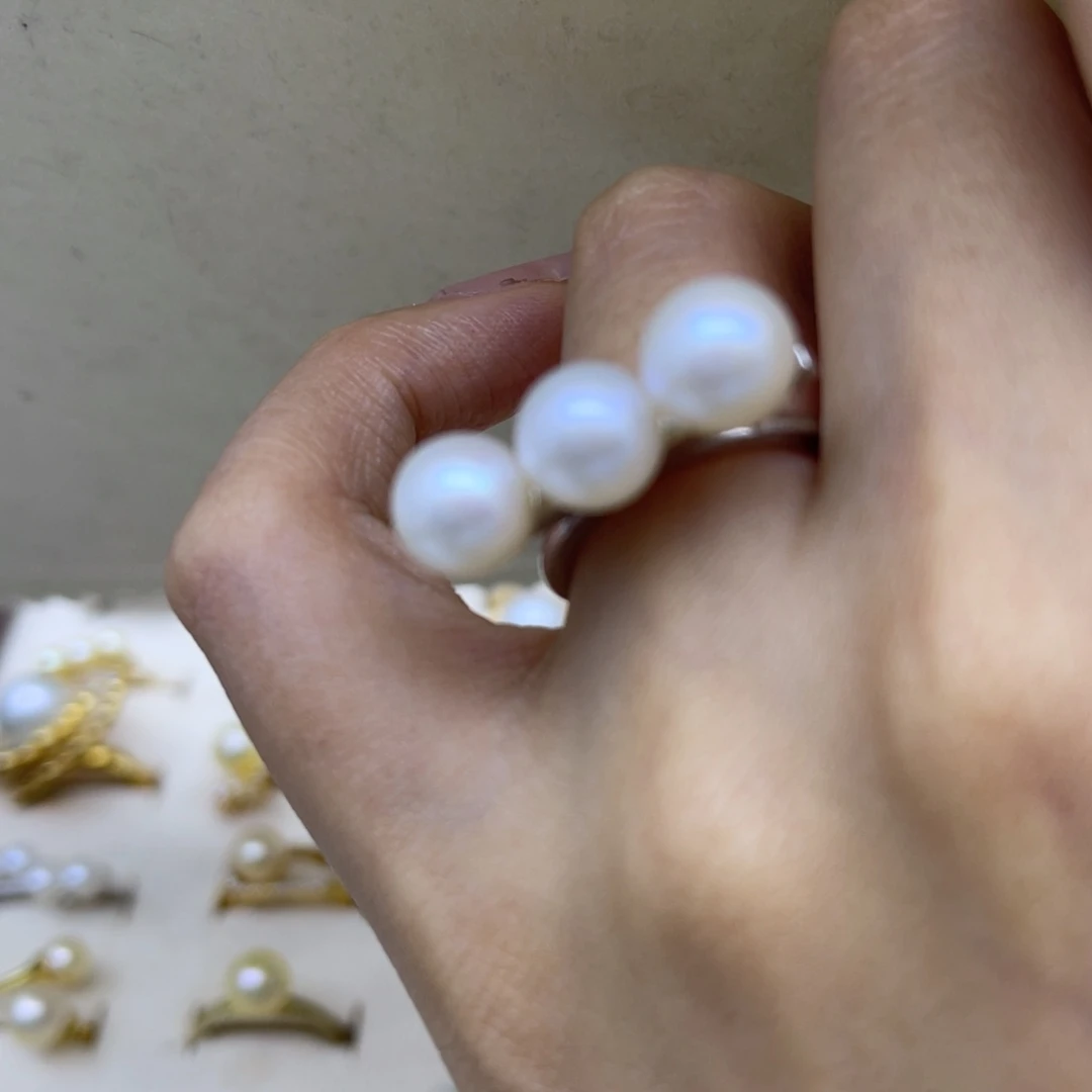 戒指淡水珍珠银S925镶嵌