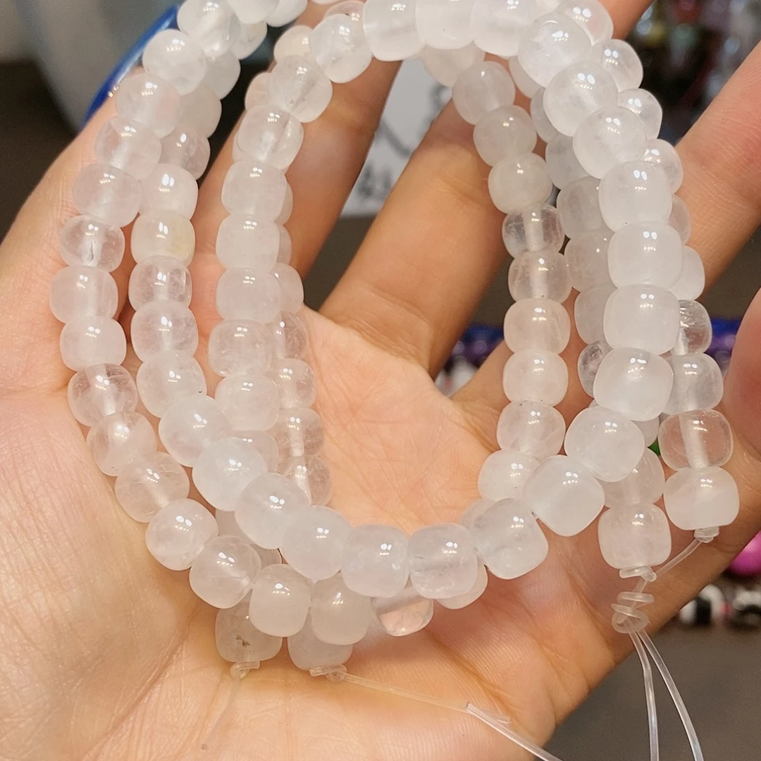 玛瑙/玉髓散珠天然白水晶墩一条8mm