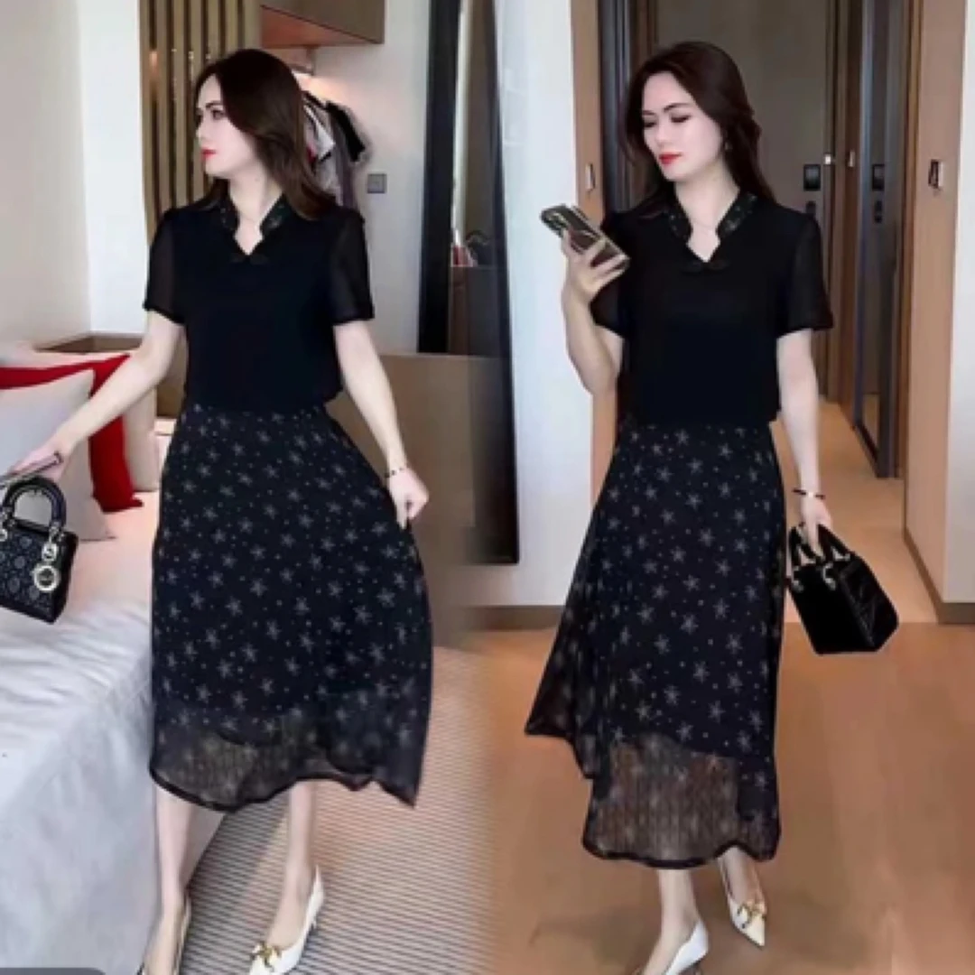 2256夏季新款印花A字高腰遮胯显瘦百搭中长半身裙女时尚气质