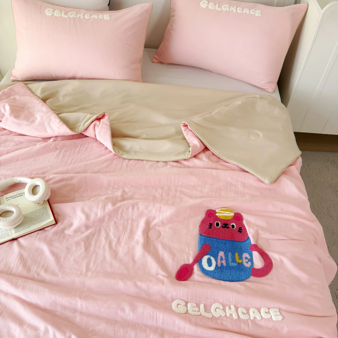 全棉双层纱冰皮凉感夏被【贴布绣款】凉感夏被柔软亲肤