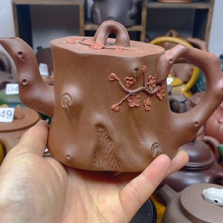 紫砂茶壶嫩底槽清全手工梅桩380cc