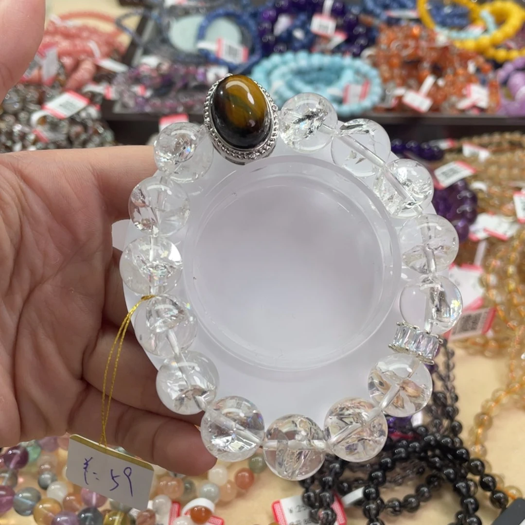 水晶手链合金白阿塞14mm