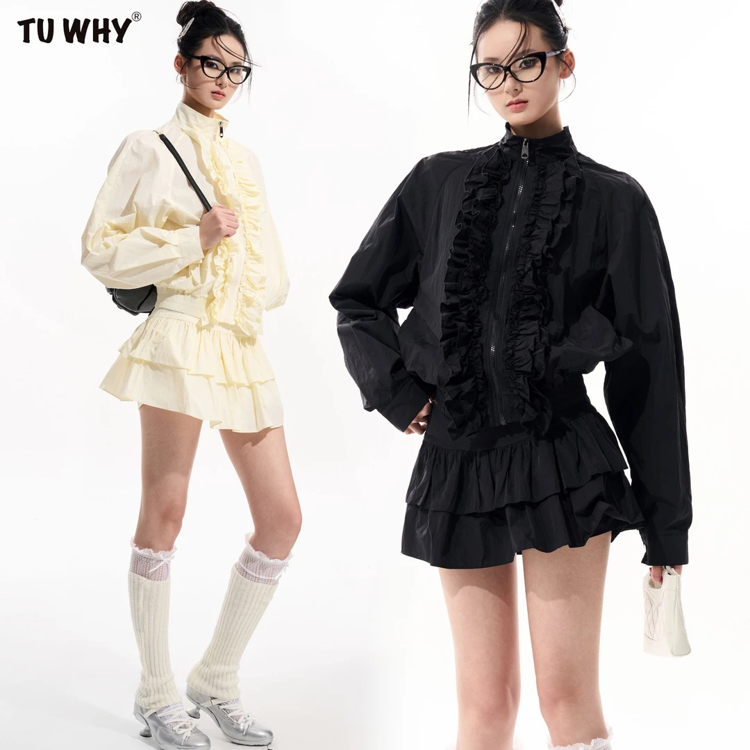 TUWHY【夏季新品】“布拉格情书”防晒UPF50+设计木耳边上衣蓬蓬裙