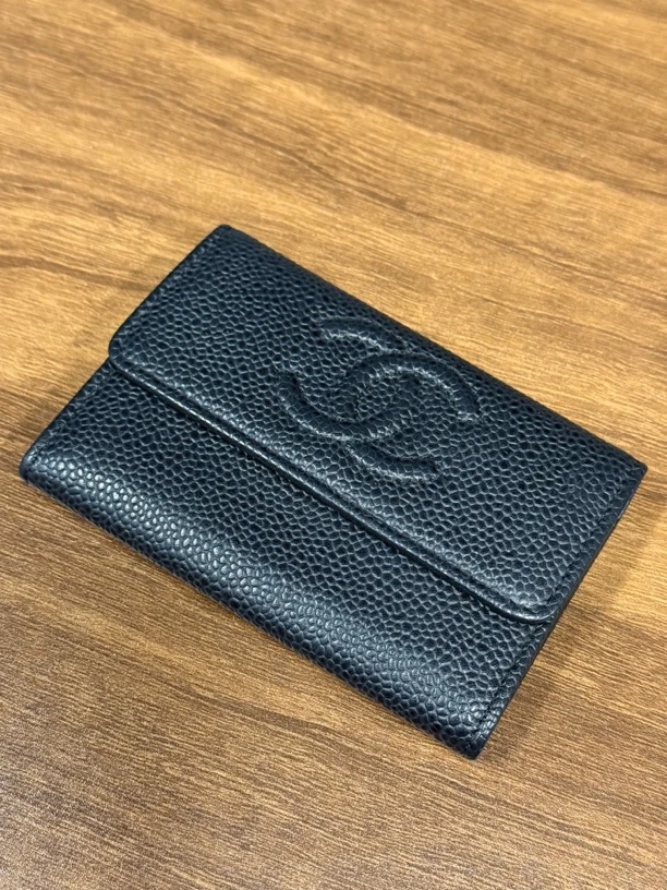 99新 Chanel/香奈儿 黑色全皮鱼子酱卡包