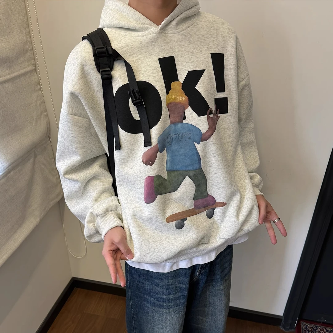 凯颂特大码300斤美式街头休闲无口袋连帽卫衣男女秋冬宽松上衣