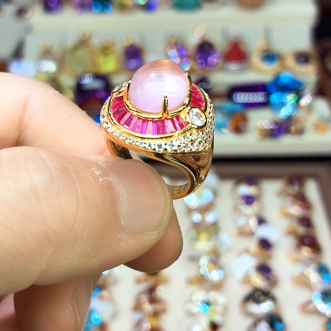 戒指银S925镶嵌水晶