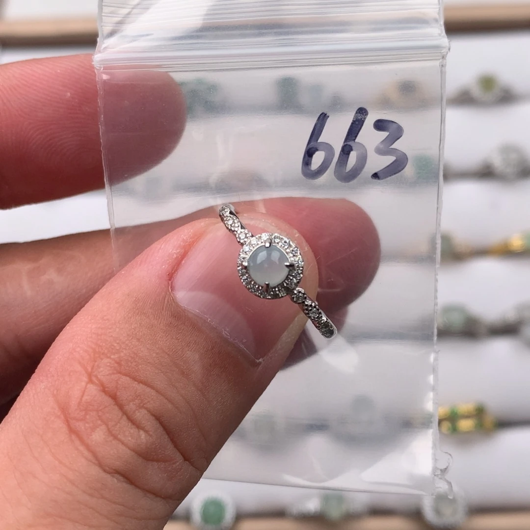 翡翠银S925镶嵌戒圈663