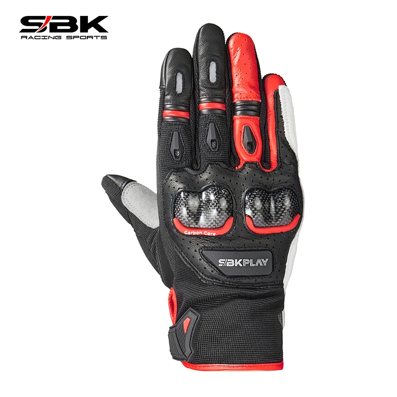 SBK四季碳纤维摩托车ST-15骑行手套机车防摔真皮触屏赛车男女