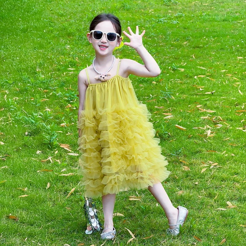女童连衣裙凉爽夏季2025新款独特漂亮裙子儿童夏装女孩吊带蓬蓬裙
