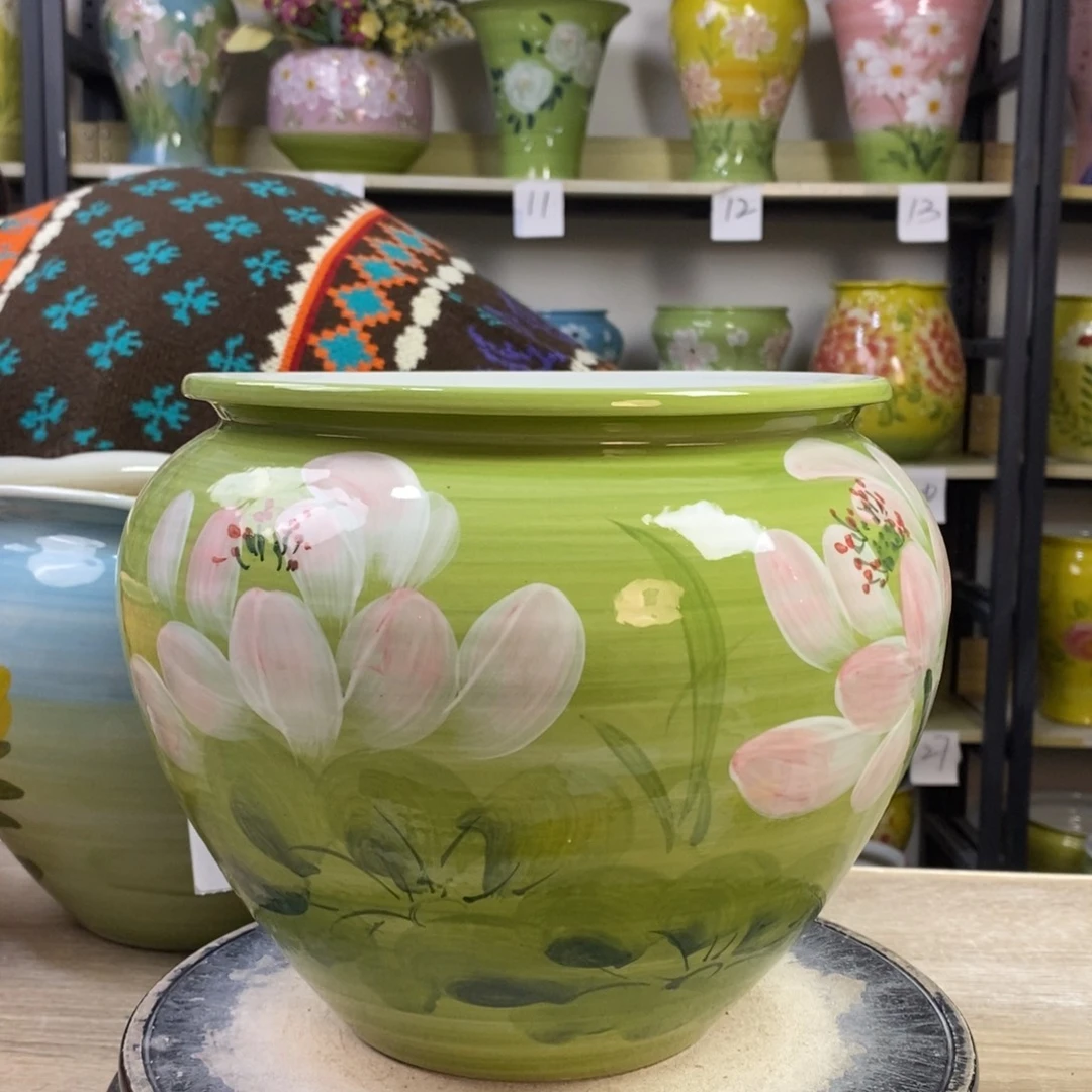 景德镇手工手绘陶瓷花盆