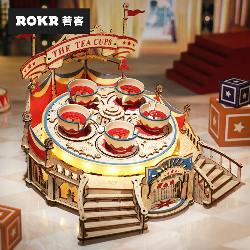 【童话转转杯】若客八音盒系列游乐园diy拼装模型生日礼物结构梦幻