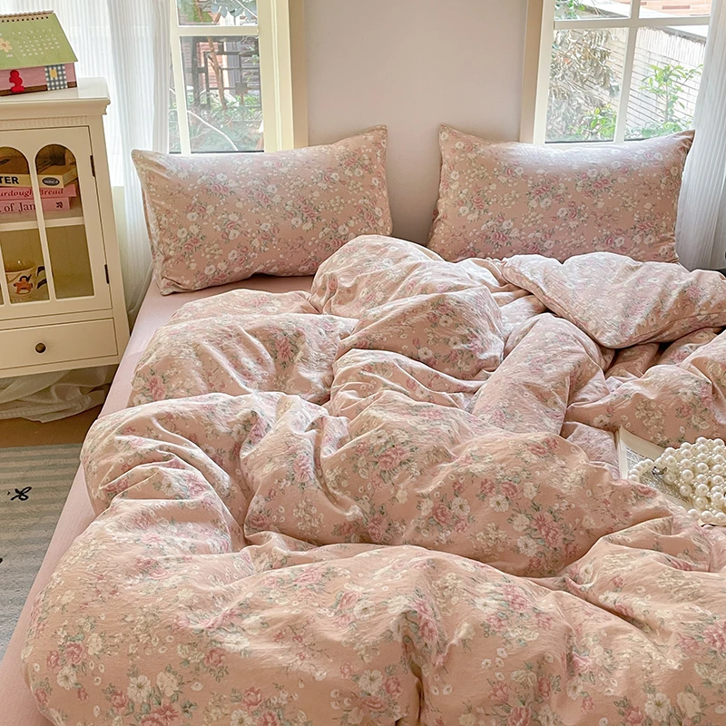 春秋款床上用品云感针织棉双层纱舒适柔软吸汗透气软糯床单被套4