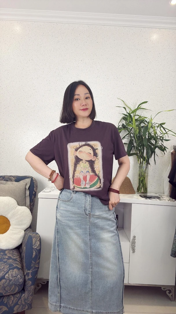 长裙宽松半身裙-成人夏季高腰牛仔裙