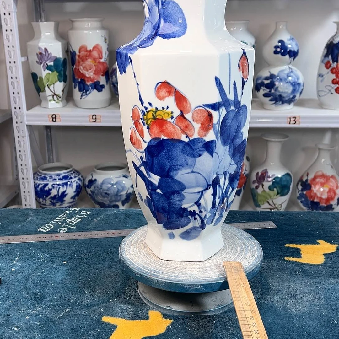 摆件景德镇陶瓷6荷花红