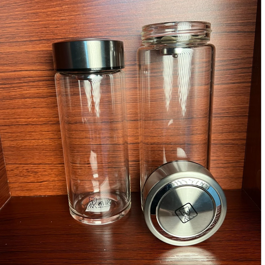 单层玻璃杯男加厚大容量家用透明杯子办公便携带盖泡茶水杯