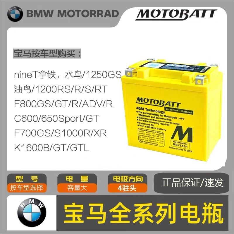 百特电瓶蓄电池宝马拿铁R1250/1200GS/水鸟F900R/C400650GT摩托车