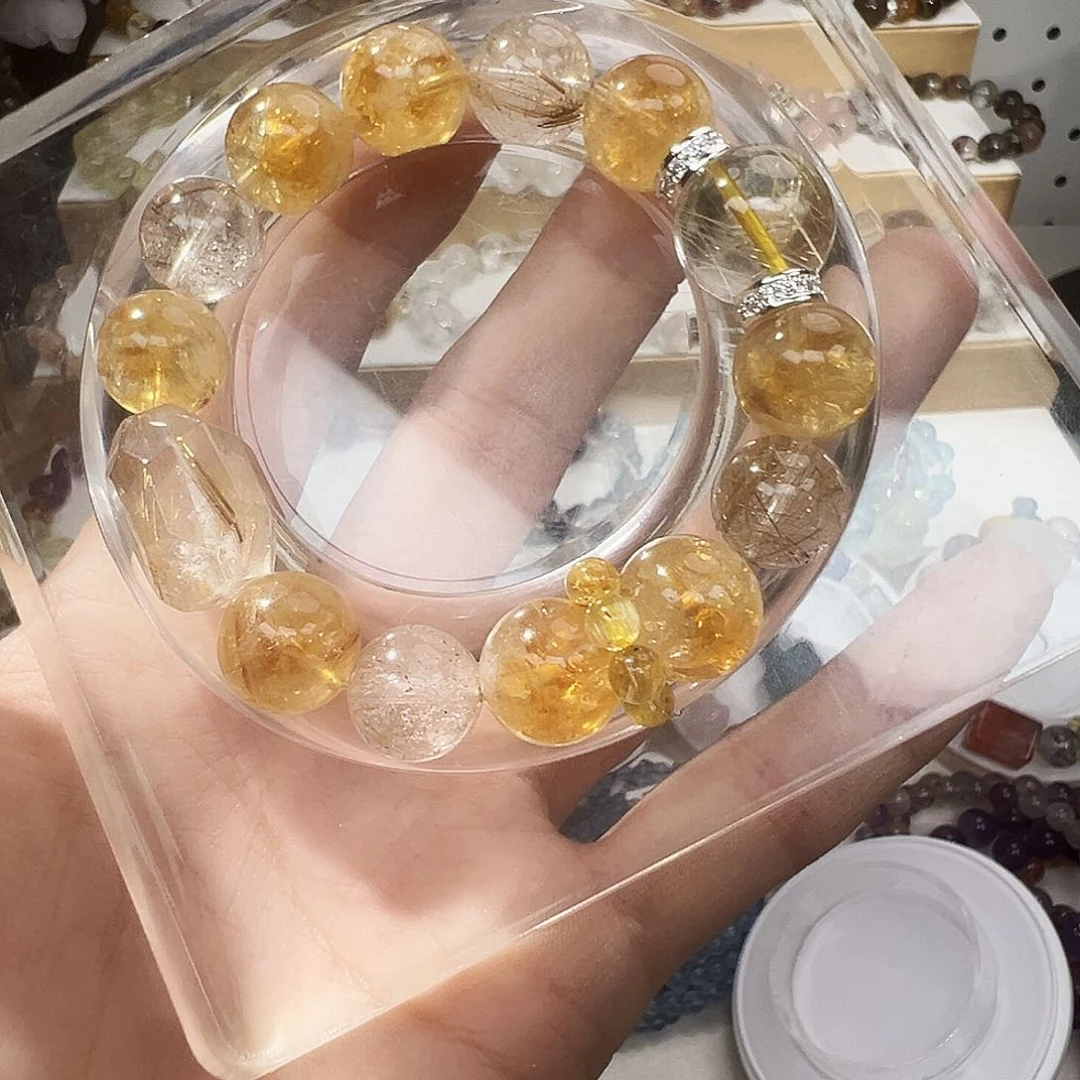 手串未镶嵌水晶金发晶 黄塔晶
