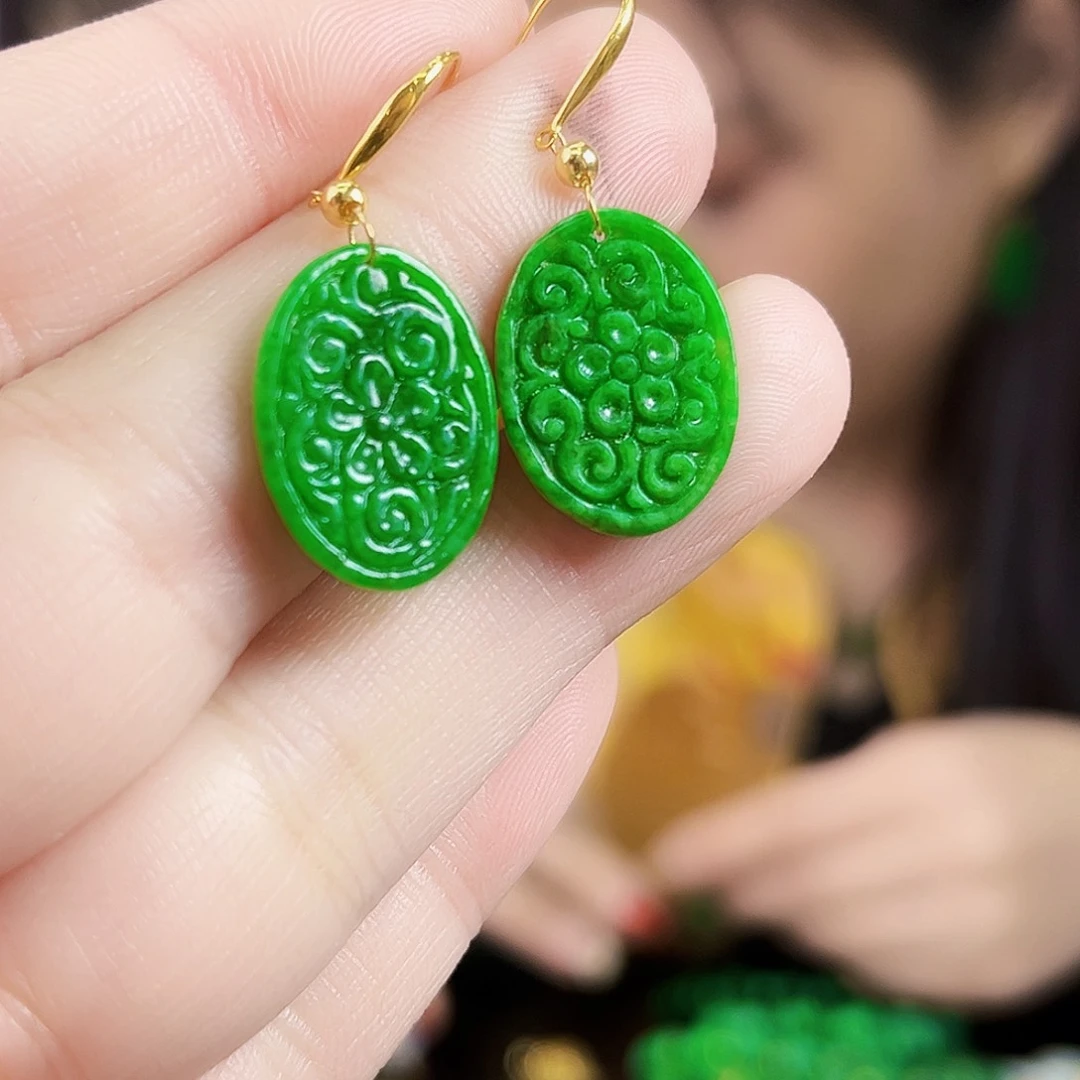 翡翠颈饰18K金镶嵌耳饰多样性发货