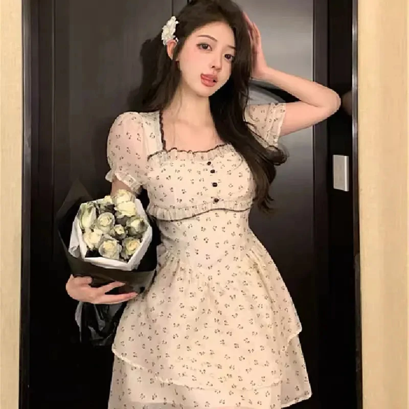 【奶霜黑糖】300斤大码女装胖妹妹法式碎花连衣裙显瘦2025夏季新款