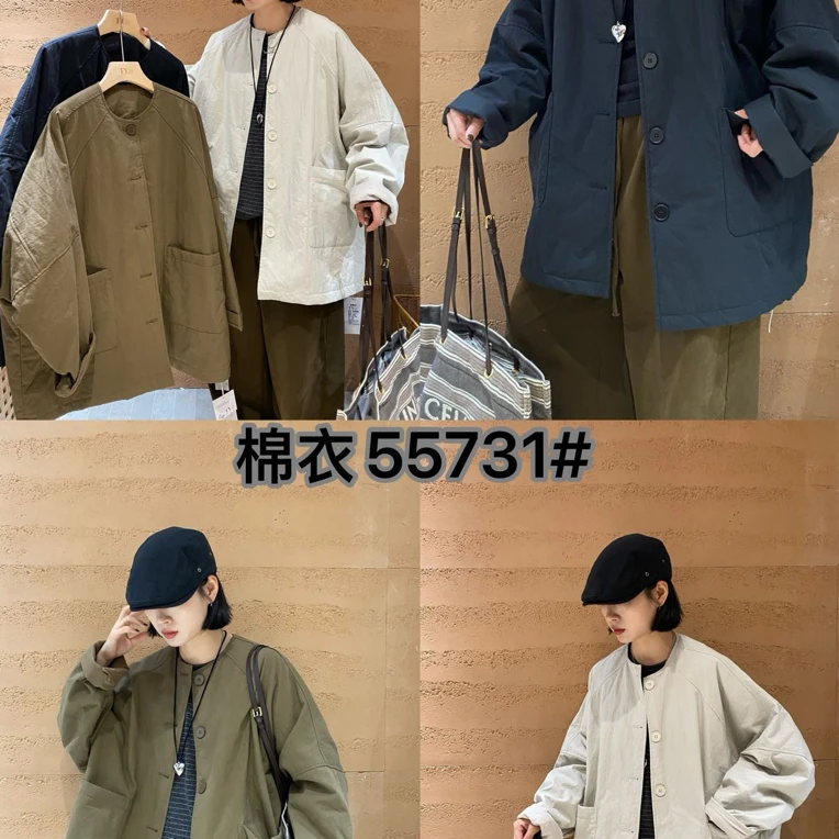 TY55731风衣女款2025新款棉服圆领韩版休闲宽松大码简约