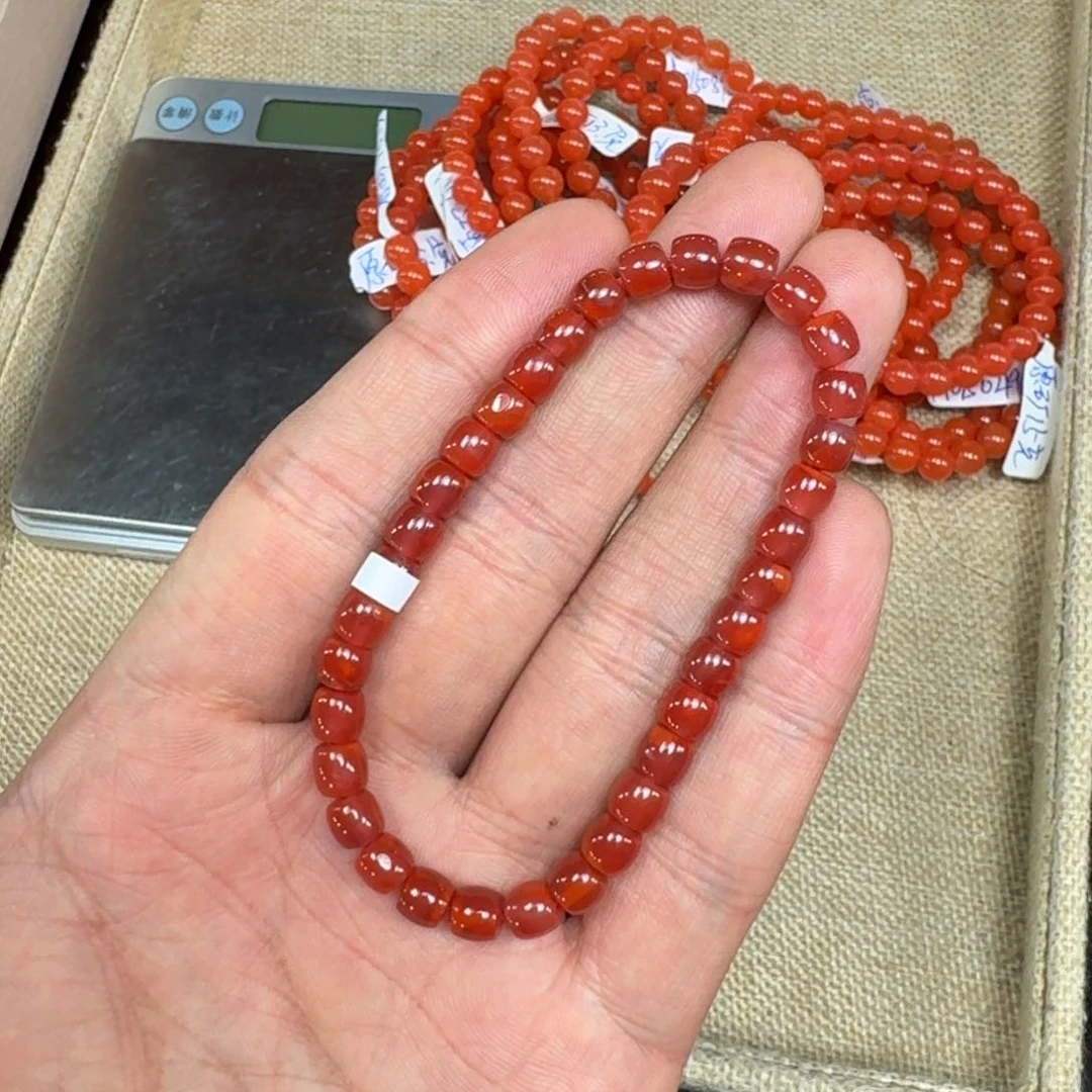 手链未镶嵌南红玛瑙原矿南红手串5mm➕瓦西牛血直切