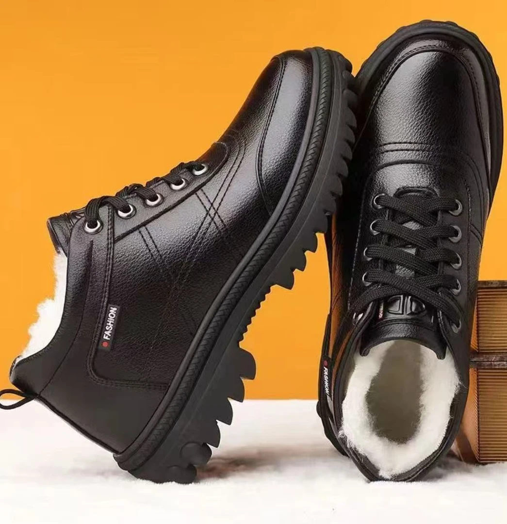 【全国包邮 】冬季皮鞋加绒加厚男士加绒保暖棉皮鞋男高帮棉鞋子