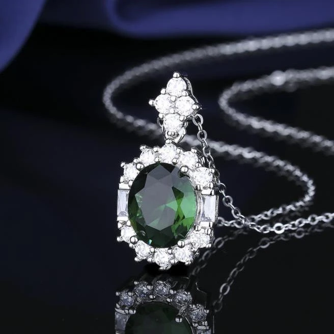 非金属珐琅项链 绿宝项链