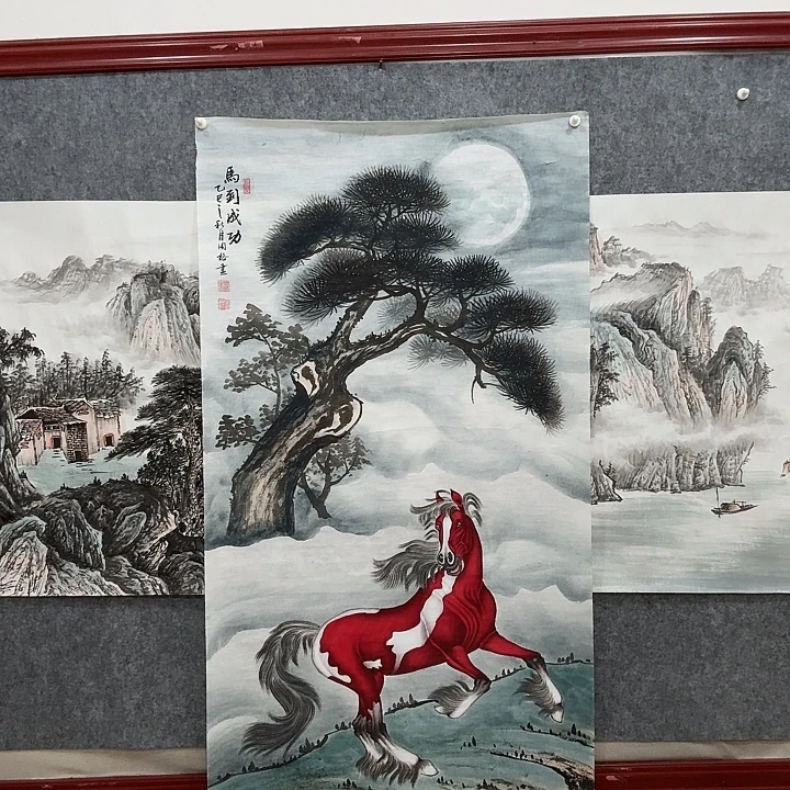 国画手绘国画马到成功